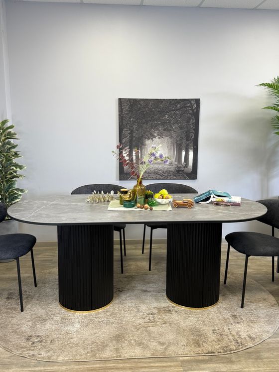 Стол KENNER LD2000 черный/керамика мрамор серый