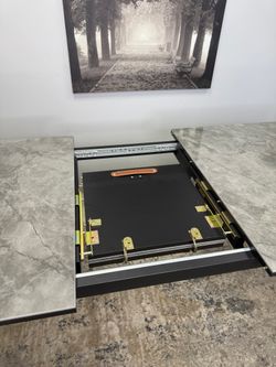 Стол KENNER KR1400 черный/керамика мрамор серый глянец