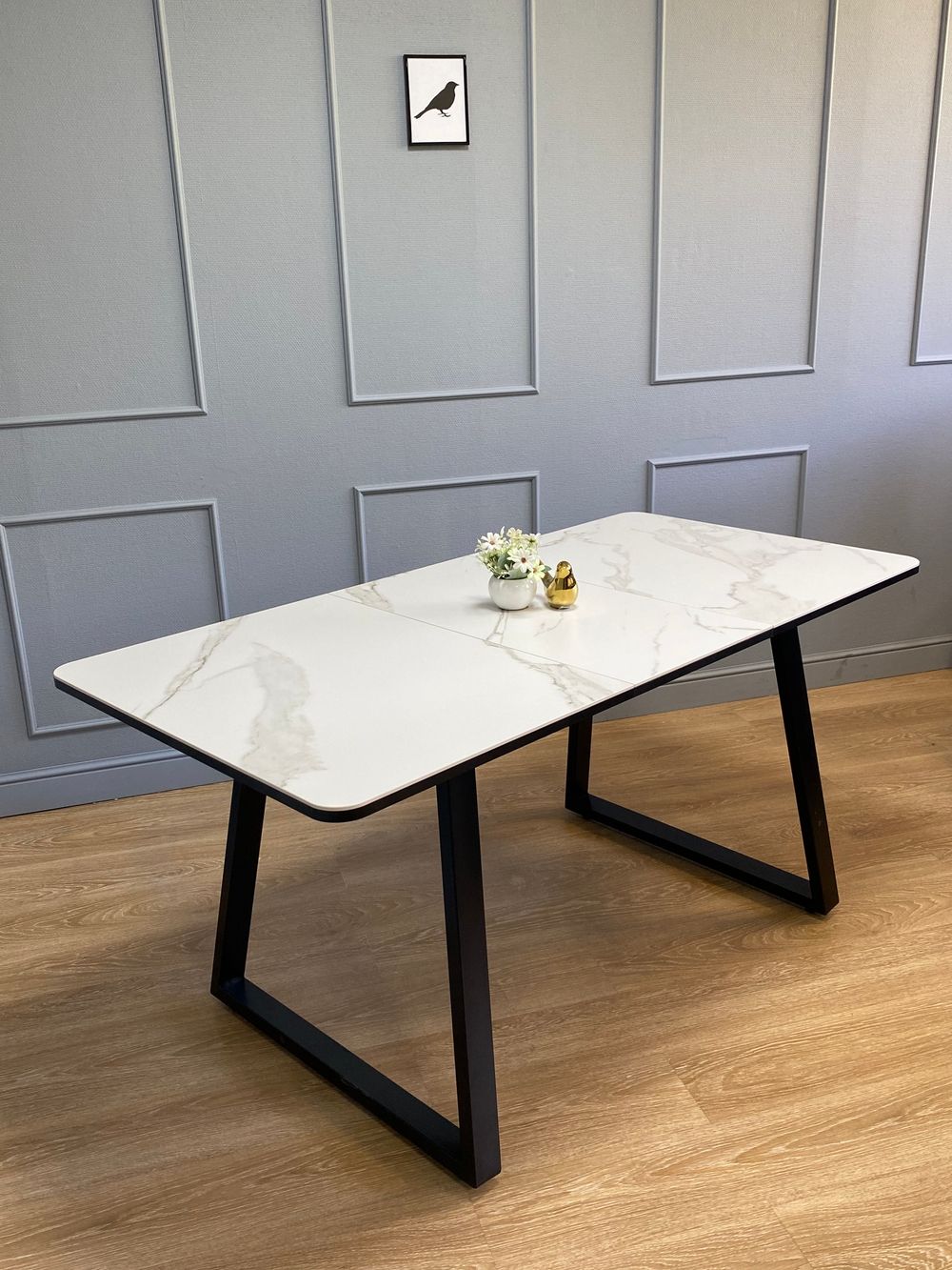 Стол KENNER AZ1200 черный/керамика мрамор белый