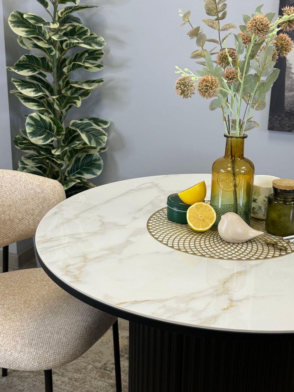 Стол Kenner LD900, черный/керамика мрамор белый глянец