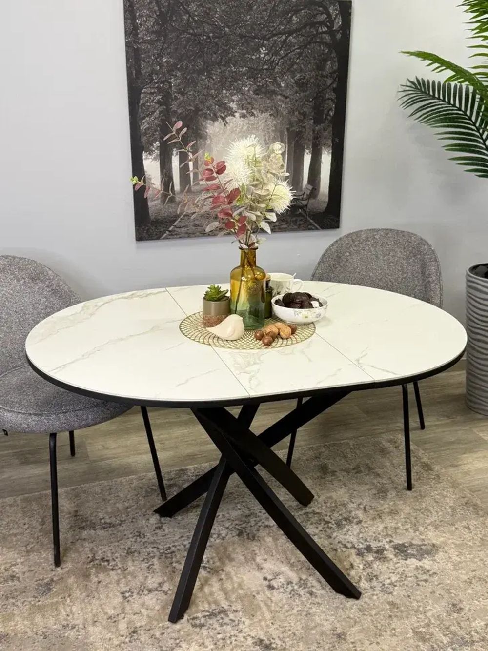 Стол KENNER R900 черный/керамика белая