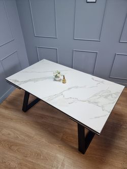 Стол KENNER ML1400 черный/керамика мрамор белый