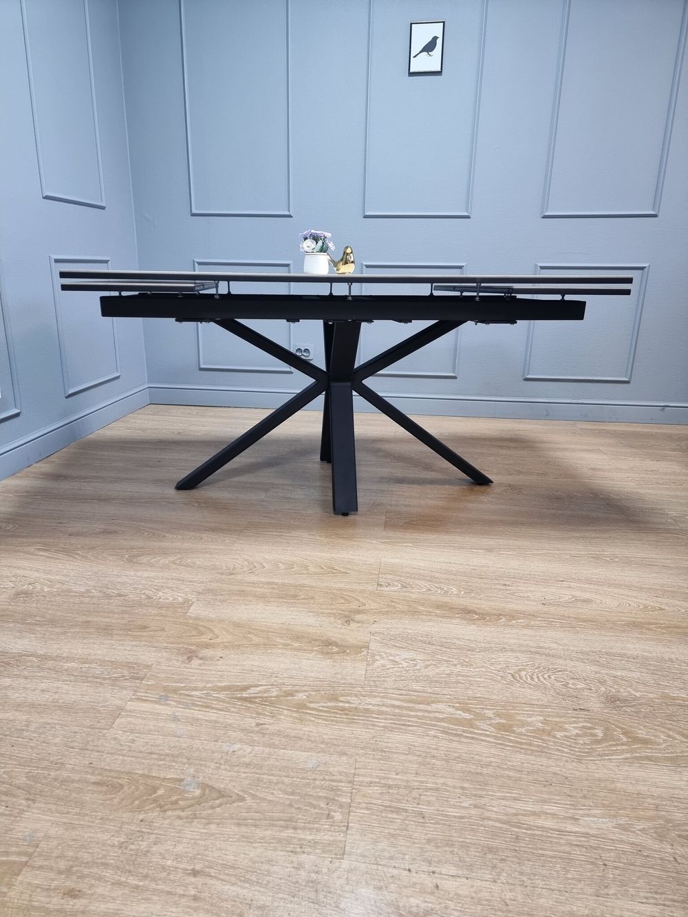 Стол KENNER ME1600 черный/керамика мрамор белый