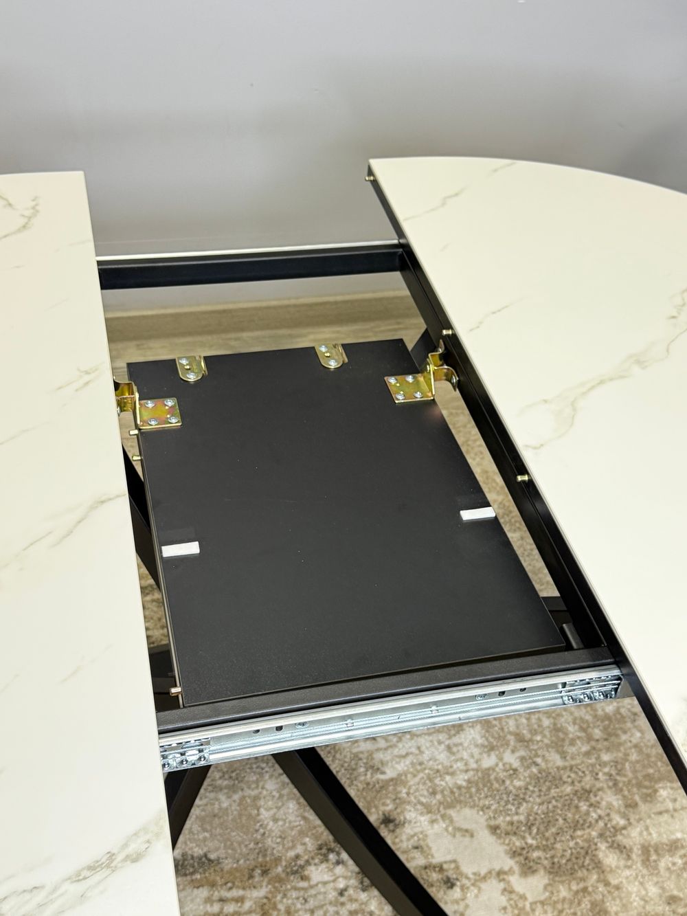 Стол KENNER R1000s черный/керамика мрамор белый