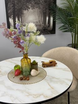 Стол KENNER RR900 черный/керамика мрамор белый глянец