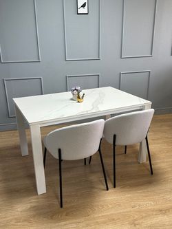 Стол KENNER BL1300 белый/керамика мрамор белый