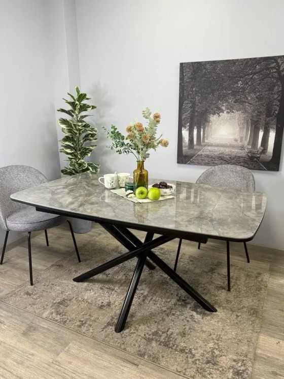 Стол KENNER DF1550 черный/керамика серая глянец