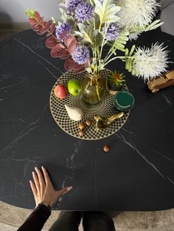 Стол KENNER DO1100 черный/керамика мрамор черный