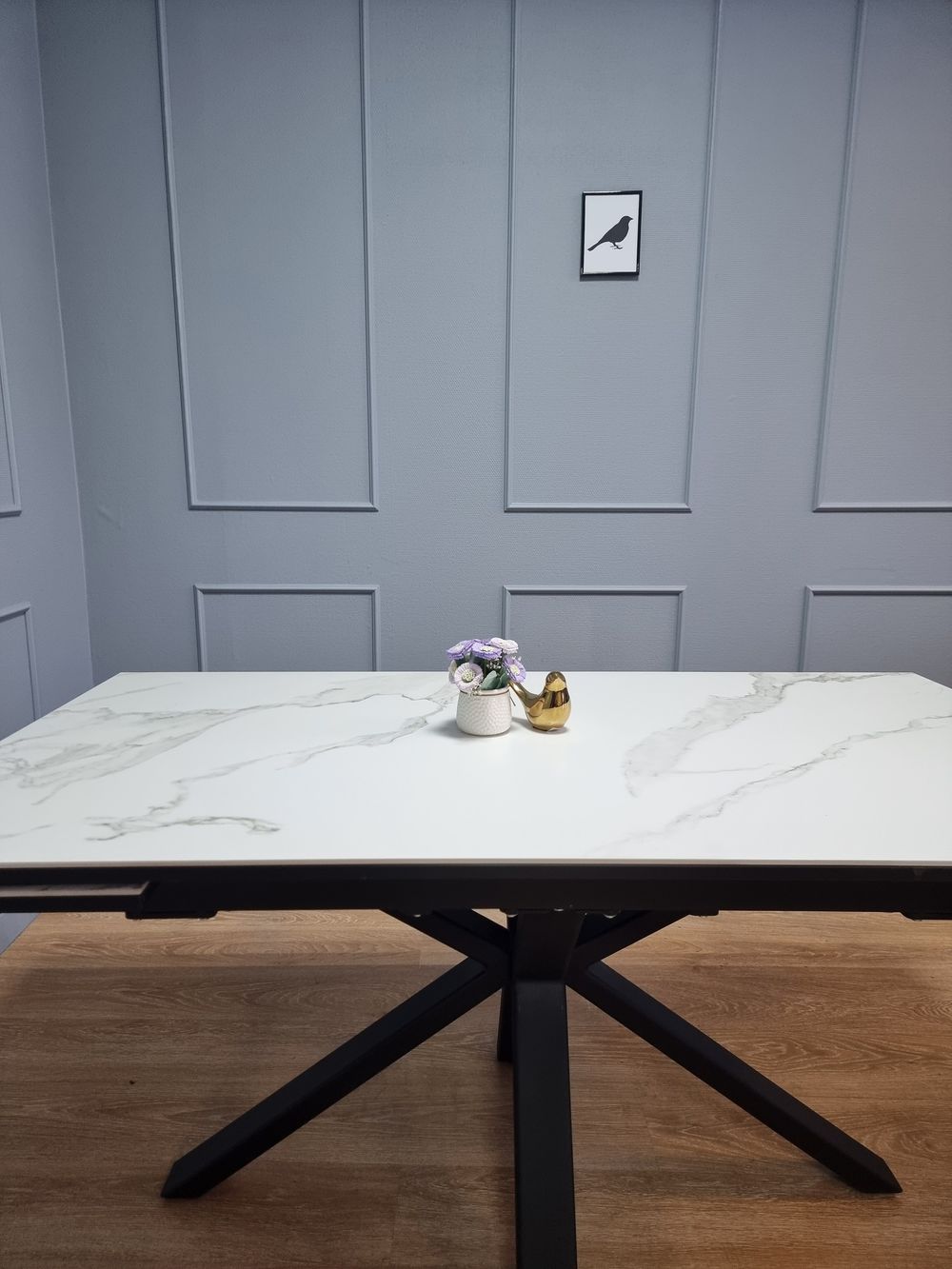 Стол KENNER ME1600 черный/керамика мрамор белый