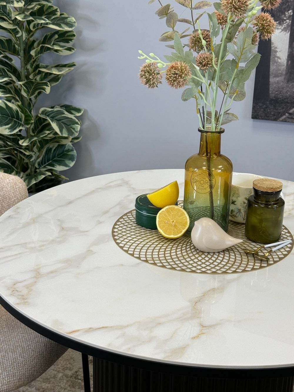 Стол Kenner LD900, черный/керамика мрамор белый глянец