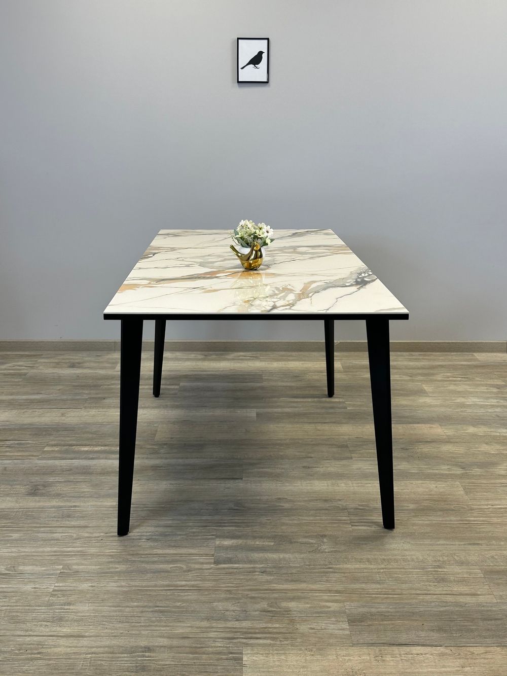 Стол KENNER KR1200 черный/керамика мрамор золотой глянец