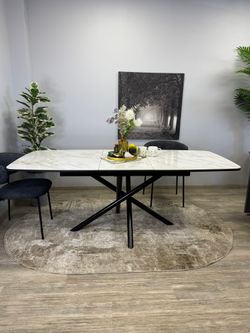 Стол KENNER DF1550 черный/керамика белая глянец