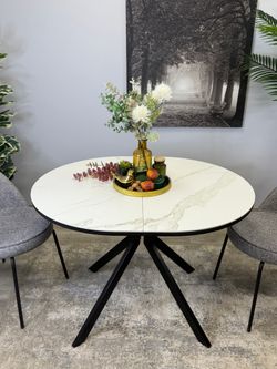 Стол KENNER DO1100 черный/керамика мрамор белый