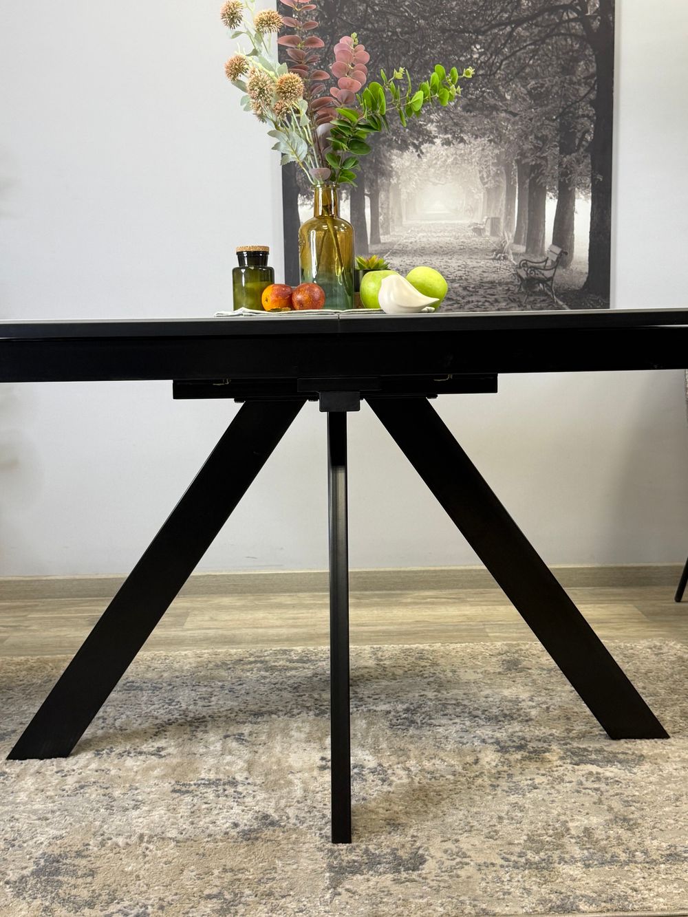 Стол DL1300 черный/керамика серая глянец