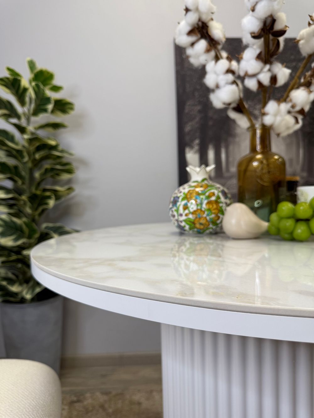 Стол Kenner LD900, белый/керамика мрамор белый глянец