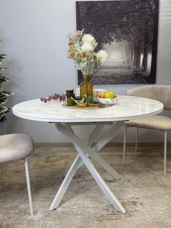 Стол Kenner R1100s, белый/керамика мрамор белый глянец