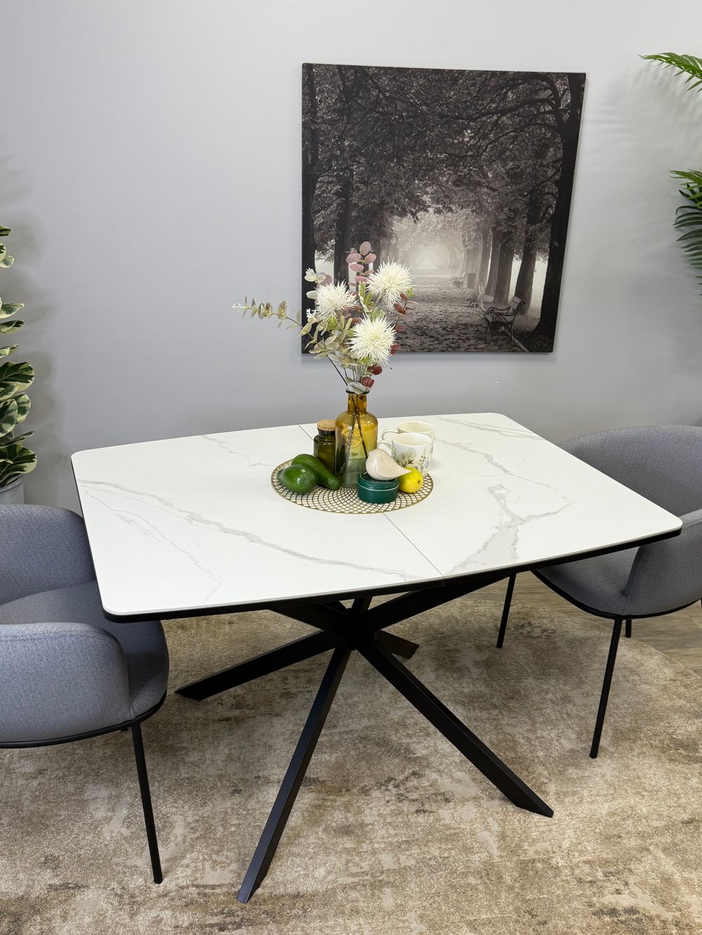 Стол KENNER BR1200 черный/керамика белая