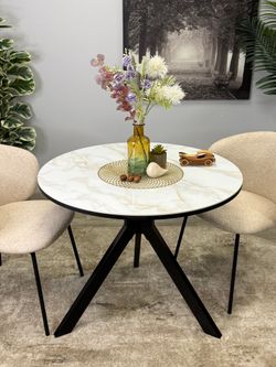 Стол KENNER RR900 черный/керамика мрамор белый глянец