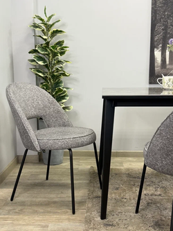 Стол KENNER KR1400 черный/керамика мрамор серый глянец