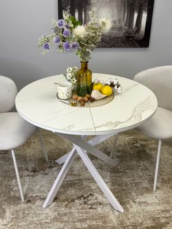 Стол KENNER R1100 белый/стекло белое глянец