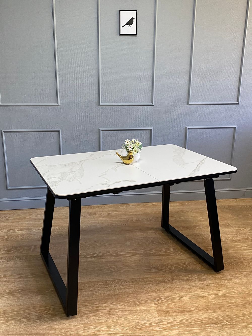 Стол KENNER AZ1200 черный/керамика мрамор белый