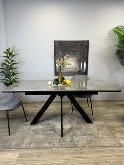 Стол DL1300 черный/керамика серая глянец