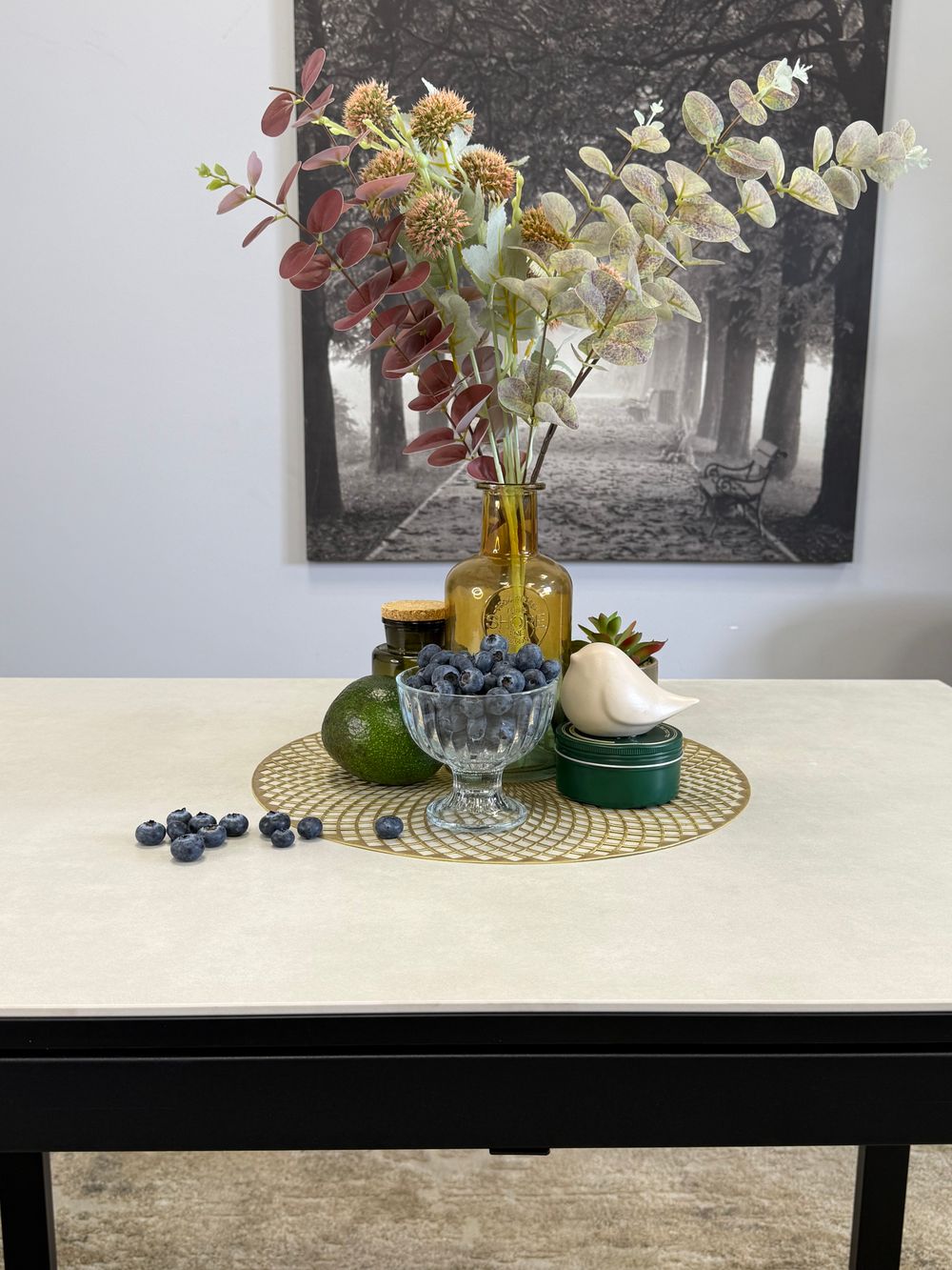 Стол KENNER LK1000 черный/керамика CARMEN LIGHT GRAY арт.170156