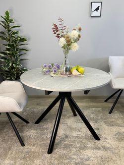 Стол KENNER AR1000 черный/мрамор светло-серый