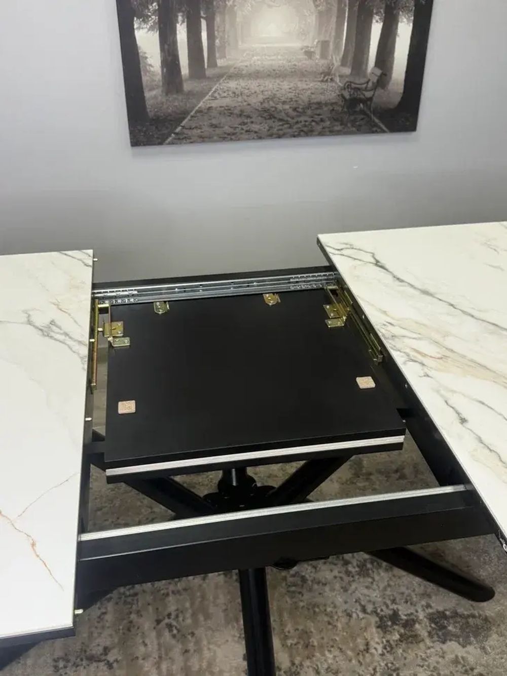 Стол KENNER DM1550 черный/керамика золотая