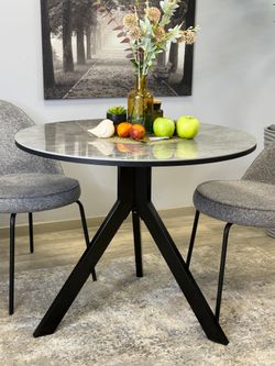 Стол KENNER RR900 черный/керамика мрамор серый глянец