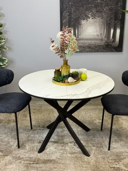 Стол KENNER R1000s черный/керамика мрамор белый