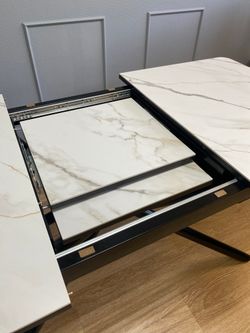 Стол KENNER DC1300 черный/керамика мрамор золотой