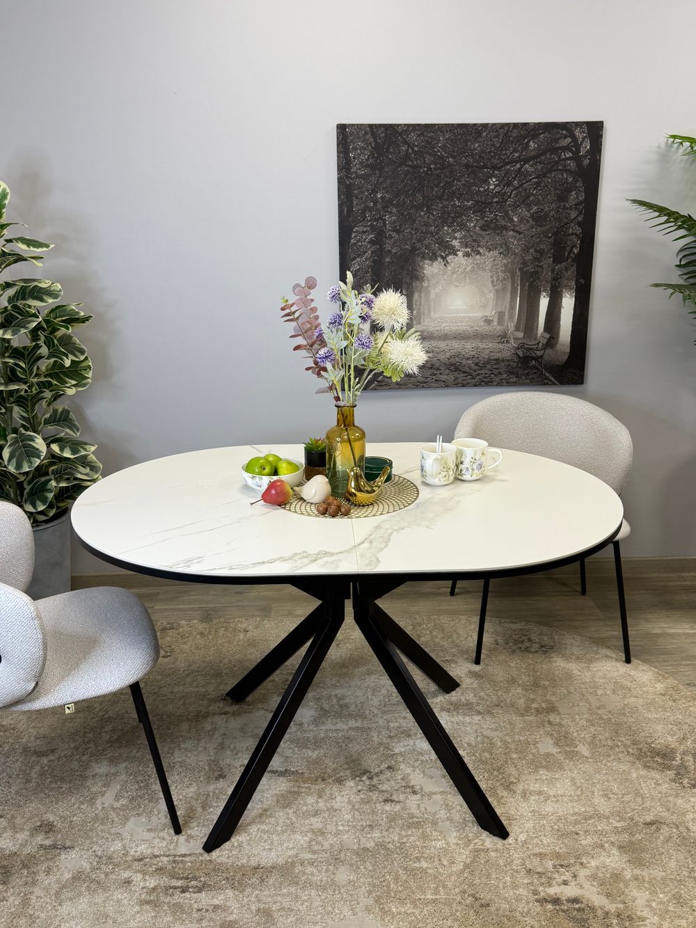 Стол KENNER DO1300 черный/керамика белая