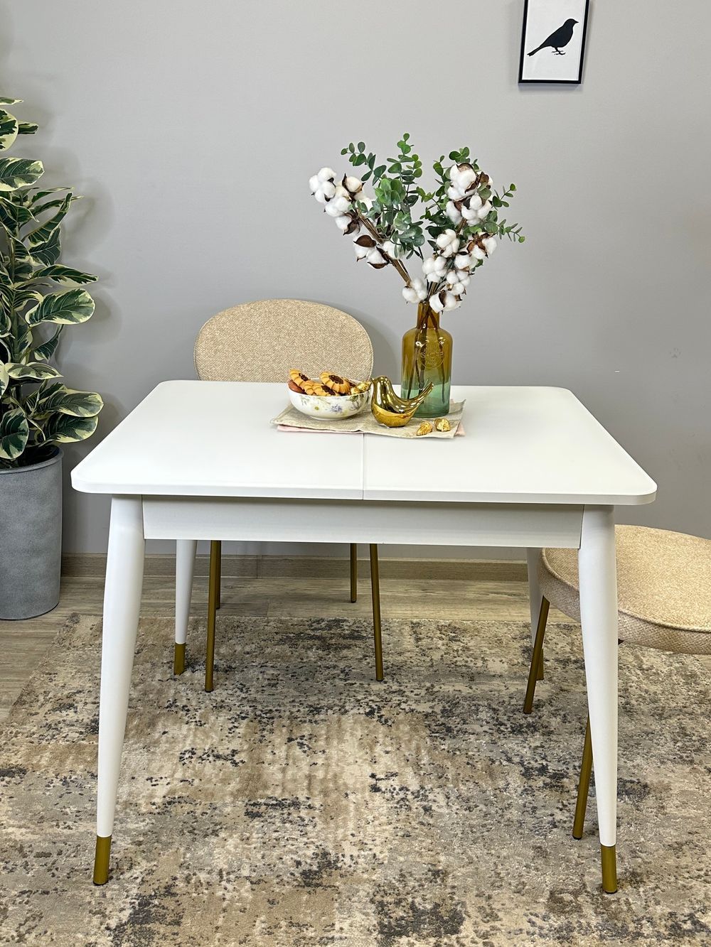 Стол KENNER 900K белый/стекло белое сатин