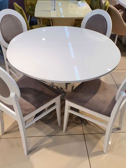 Стол KENNER R1100 хром/стекло белое глянец