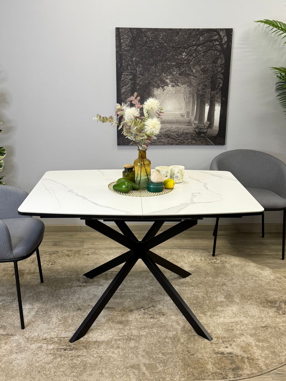 Стол KENNER BR1200 черный/керамика белая