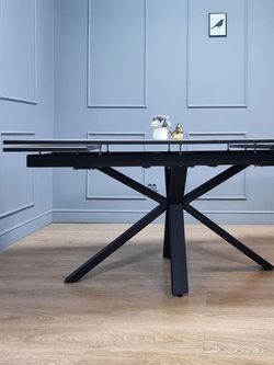 Стол KENNER ME1600 черный/керамика мрамор белый