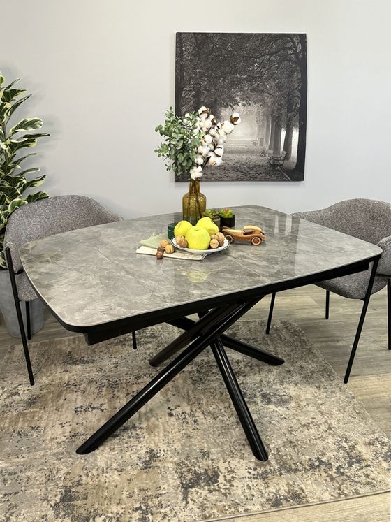 Стол DF1250 черный/керамика серая глянец