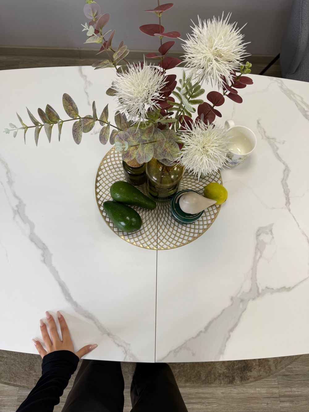 Стол KENNER BR1200 черный/керамика белая