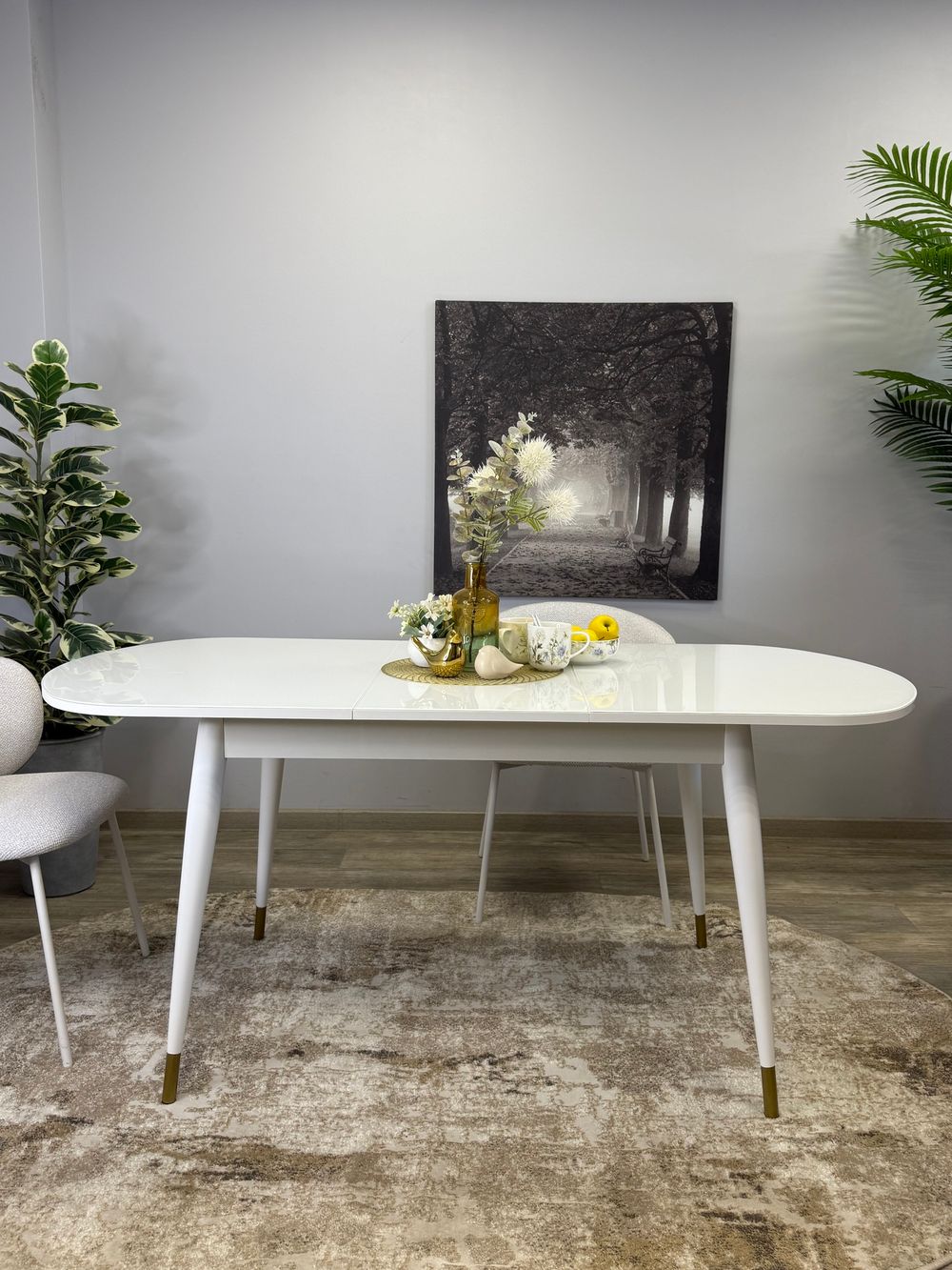 Стол KENNER 1300K белый/стекло белое глянец