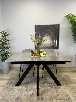 Стол DL1300 черный/керамика серая глянец