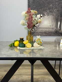 Стол DL1600 черный/керамика серая глянец