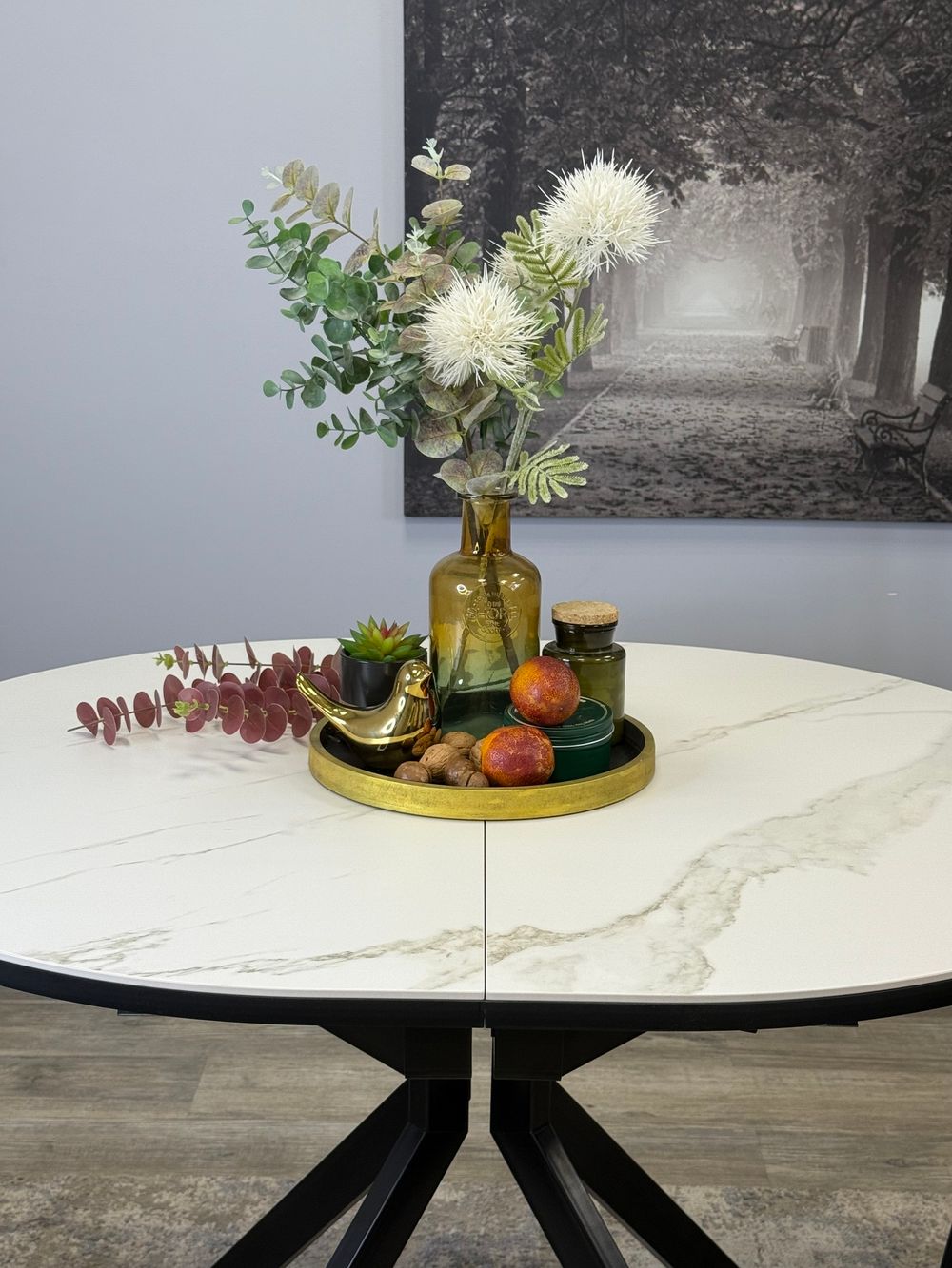 Стол KENNER DO1100 черный/керамика мрамор белый