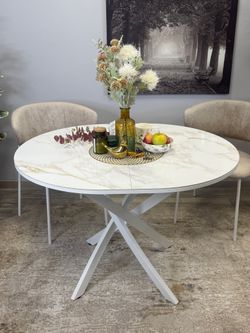 Стол Kenner R1100s, белый/керамика мрамор белый глянец