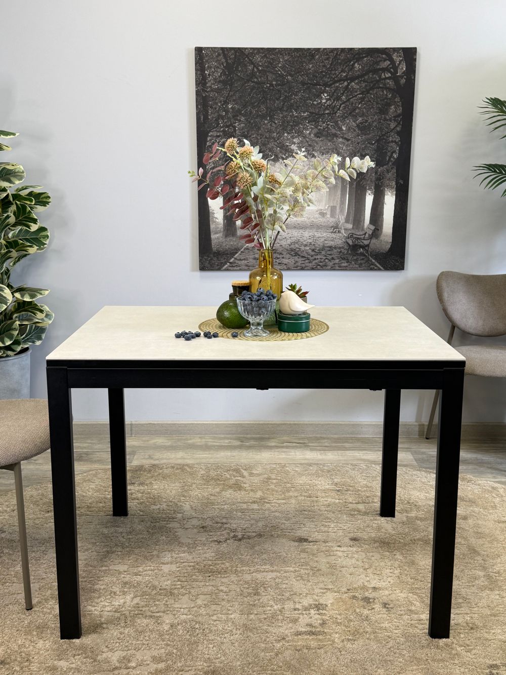 Стол KENNER LK1000 черный/керамика CARMEN LIGHT GRAY арт.170156