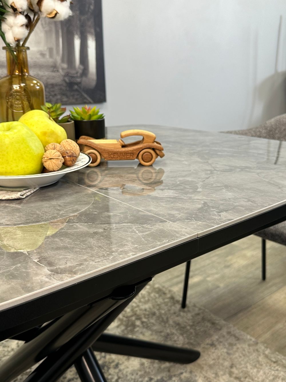 Стол DF1250 черный/керамика серая глянец