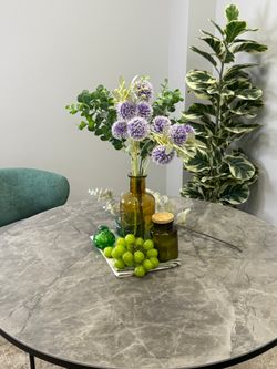 Стол Kenner LD900, черный/керамика мрамор серый глянец