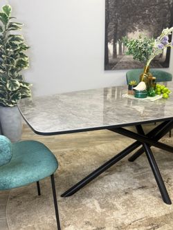 Стол KENNER DF2000 черный/керамика белая глянец