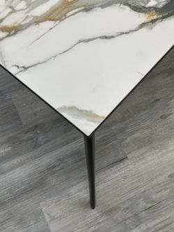 Стол KENNER KR1200 черный/керамика мрамор золотой глянец