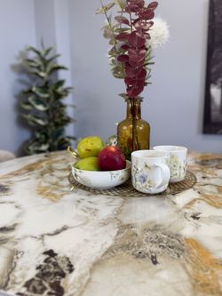 Стол KENNER LD1000 белый/керамика мрамор золотой глянец